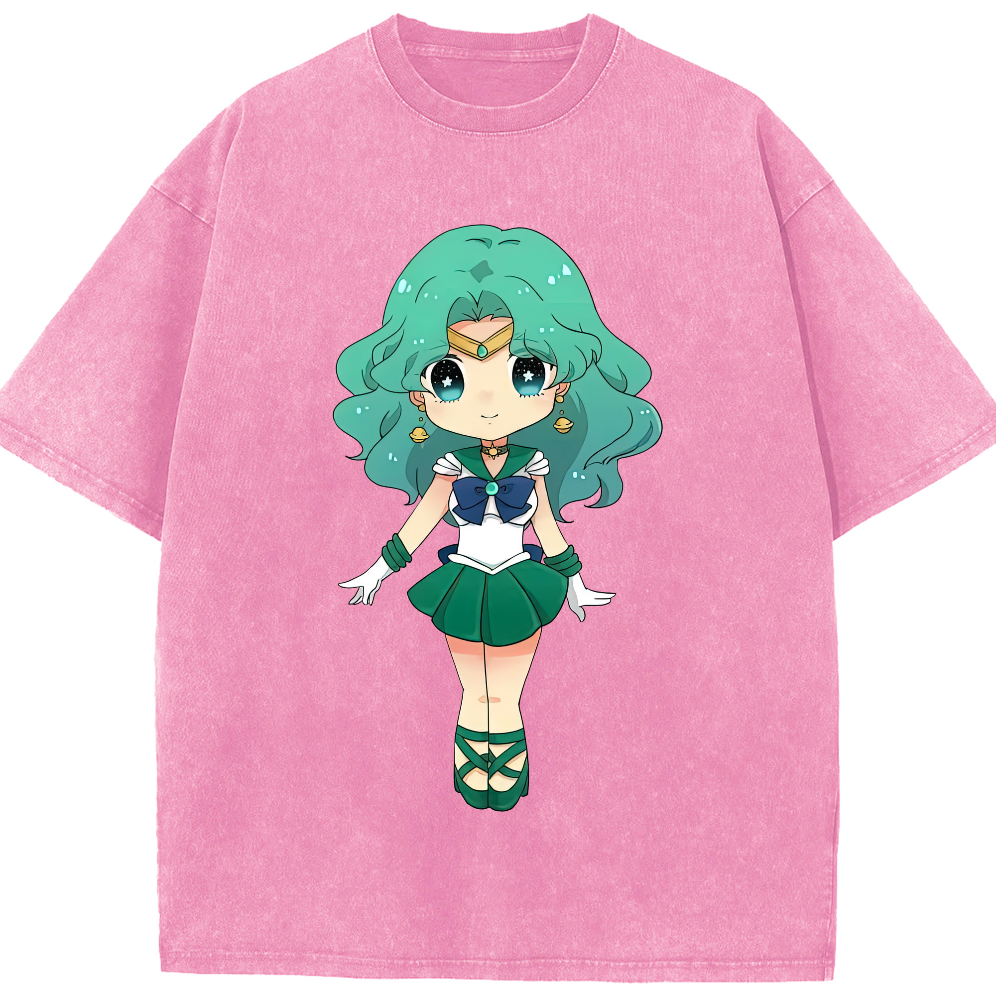 （画像用） 美少女戦士セーラームーン 海王 みちる（かいおう みちる） Sailor Moon Kaiou Michiru 綿100% ヴィンテージ風 半袖Tシャツ（フロントプリント）